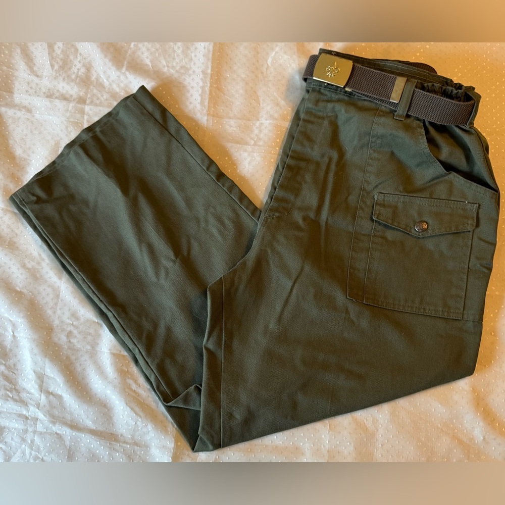 Official Boy Scouts of America BSA Uniform Pants Mens 36x27 Belt w/ Brass Buckle